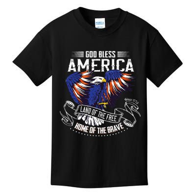 God Bless America Eagle Land Of The Free Home Of The Brave Kids T-Shirt