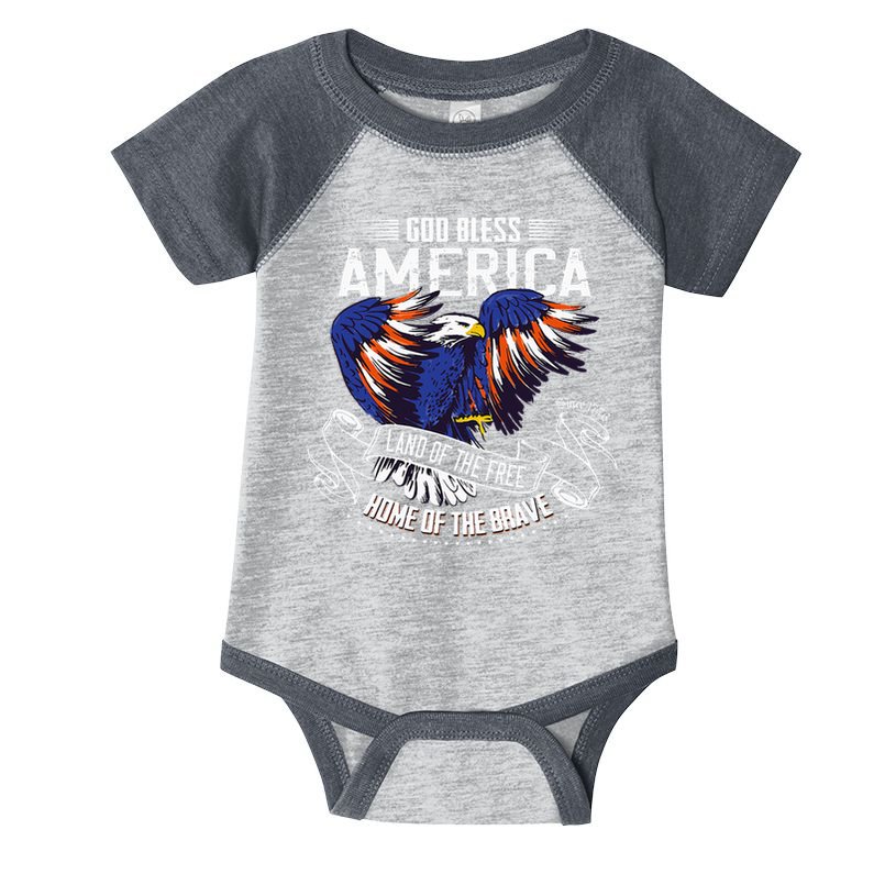 God Bless America Eagle Land Of The Free Home Of The Brave Infant Baby Jersey Bodysuit