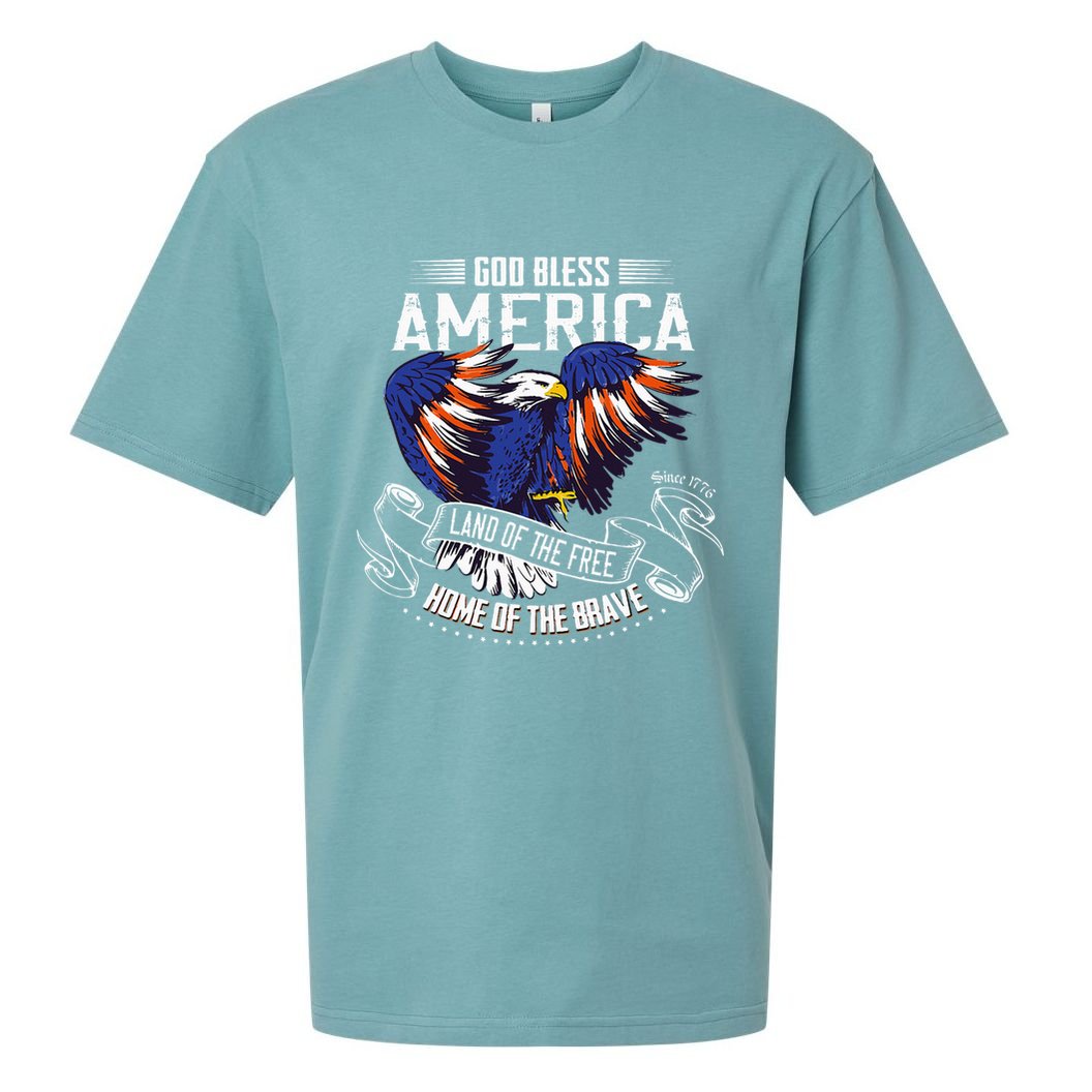 God Bless America Eagle Land Of The Free Home Of The Brave Sueded Cloud Jersey T-Shirt