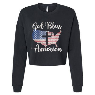 God Bless America Cropped Pullover Crew
