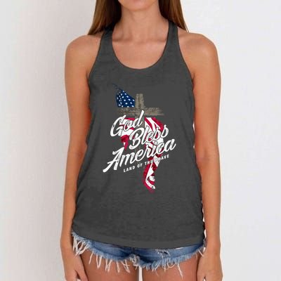 God Bless America Land Of The Brave Gift Women's Knotted Racerback Tank