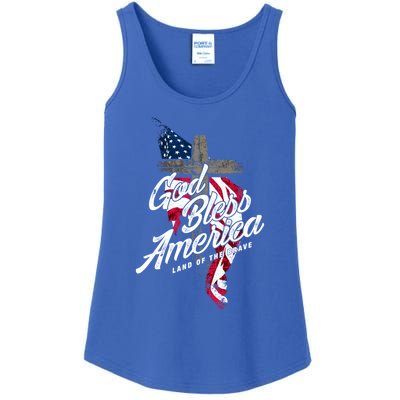 God Bless America Land Of The Brave Gift Ladies Essential Tank