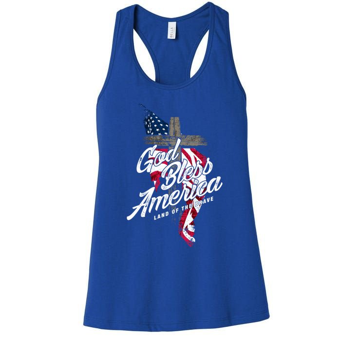 God Bless America Land Of The Brave Gift Women's Racerback Tank