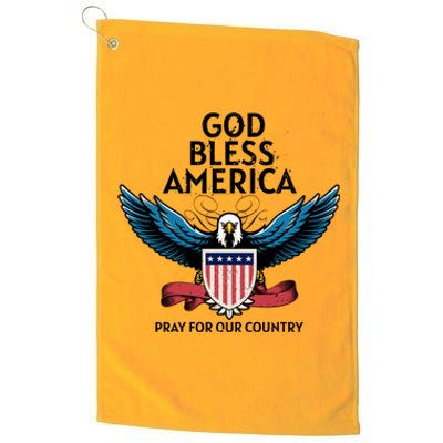 God Bless America Pray For Our Country American Pride Gift Platinum Collection Golf Towel