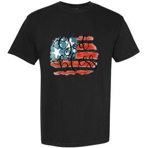 God Bless America Retro American Flag 4th Of July Patriotic Garment-Dyed Heavyweight T-Shirt