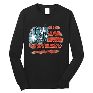 God Bless America Retro American Flag 4th Of July Patriotic Long Sleeve Shirt