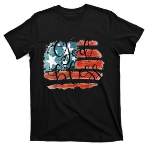 God Bless America Retro American Flag 4th Of July Patriotic T-Shirt