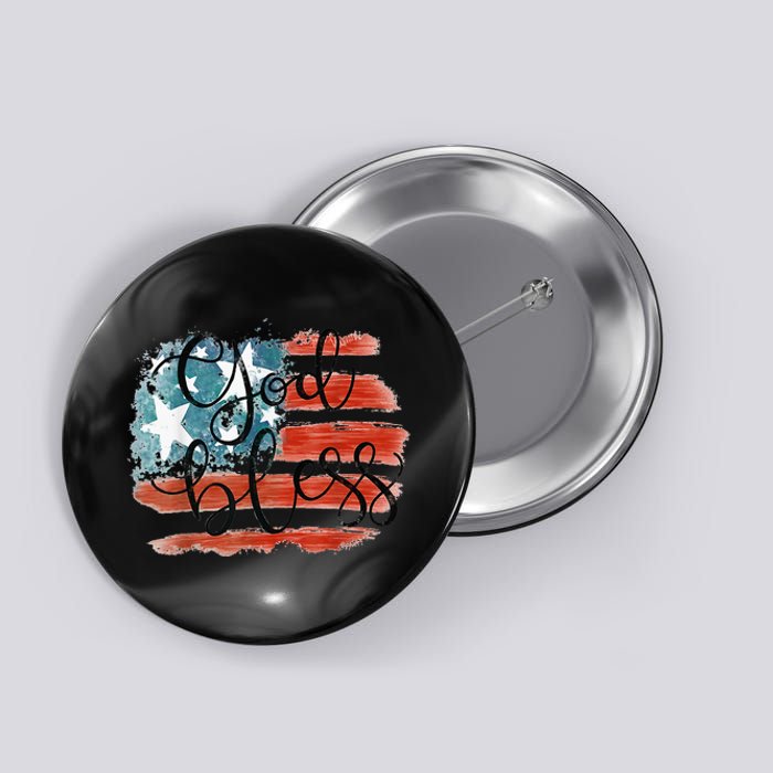 God Bless America Retro American Flag 4th Of July Patriotic Button