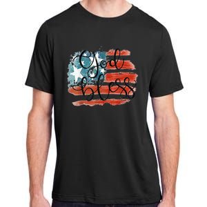 God Bless America Retro American Flag 4th Of July Patriotic Adult ChromaSoft Performance T-Shirt