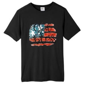 God Bless America Retro American Flag 4th Of July Patriotic Tall Fusion ChromaSoft Performance T-Shirt