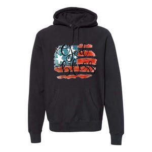 God Bless America Retro American Flag 4th Of July Patriotic Premium Hoodie