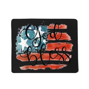 God Bless America Retro American Flag 4th Of July Patriotic Mousepad