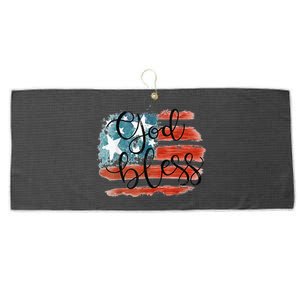 God Bless America Retro American Flag 4th Of July Patriotic Large Microfiber Waffle Golf Towel