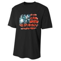 God Bless America Retro American Flag 4th Of July Patriotic Performance Sprint T-Shirt