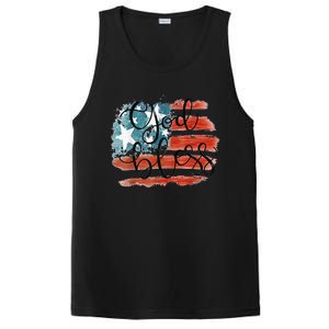 God Bless America Retro American Flag 4th Of July Patriotic PosiCharge Competitor Tank