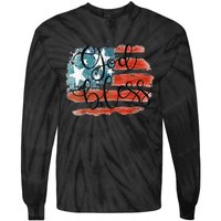 God Bless America Retro American Flag 4th Of July Patriotic Tie-Dye Long Sleeve Shirt