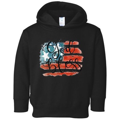 God Bless America Retro American Flag 4th Of July Patriotic Toddler Hoodie