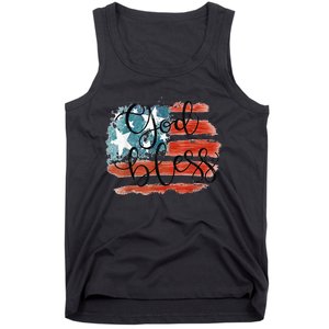 God Bless America Retro American Flag 4th Of July Patriotic Tank Top