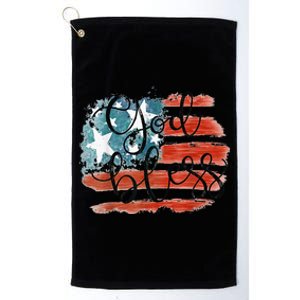 God Bless America Retro American Flag 4th Of July Patriotic Platinum Collection Golf Towel