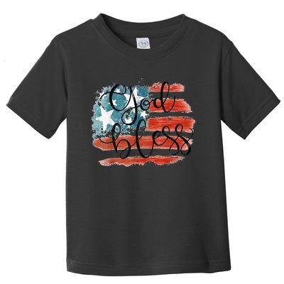 God Bless America Retro American Flag 4th Of July Patriotic Toddler T-Shirt