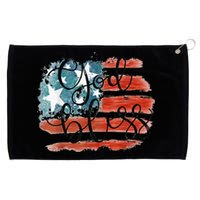 God Bless America Retro American Flag 4th Of July Patriotic Grommeted Golf Towel