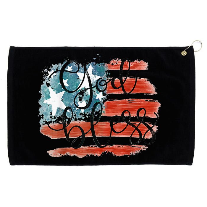 God Bless America Retro American Flag 4th Of July Patriotic Grommeted Golf Towel