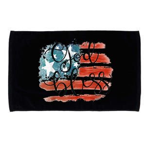 God Bless America Retro American Flag 4th Of July Patriotic Microfiber Hand Towel