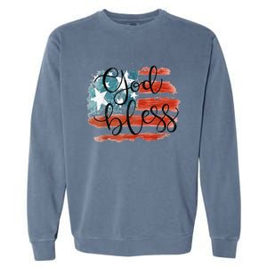 God Bless America Retro American Flag 4th Of July Patriotic Garment-Dyed Sweatshirt