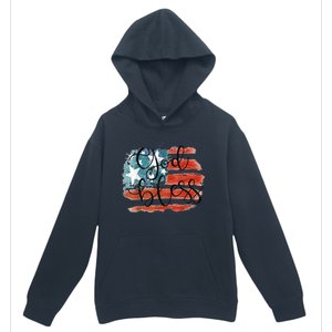 God Bless America Retro American Flag 4th Of July Patriotic Urban Pullover Hoodie