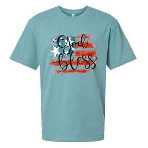 God Bless America Retro American Flag 4th Of July Patriotic Sueded Cloud Jersey T-Shirt