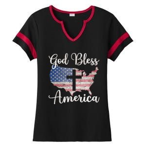 God Bless America Ladies Halftime Notch Neck Tee