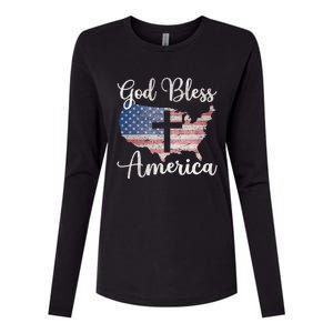 God Bless America Womens Cotton Relaxed Long Sleeve T-Shirt