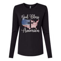 God Bless America Womens Cotton Relaxed Long Sleeve T-Shirt