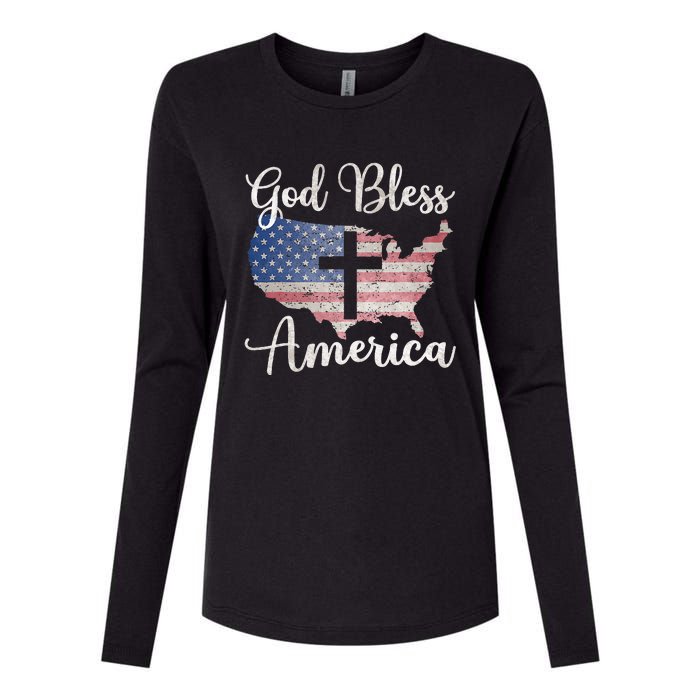 God Bless America Womens Cotton Relaxed Long Sleeve T-Shirt