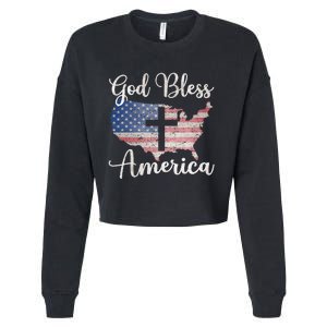 God Bless America Cropped Pullover Crew