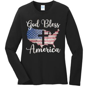 God Bless America Ladies Long Sleeve Shirt