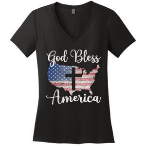 God Bless America Women's V-Neck T-Shirt