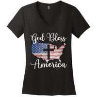 God Bless America Women's V-Neck T-Shirt