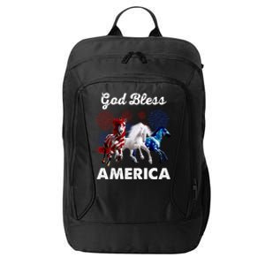 God Bless America Red White Blue Horses Gift City Backpack