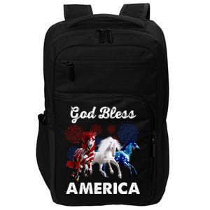 God Bless America Red White Blue Horses Gift Impact Tech Backpack