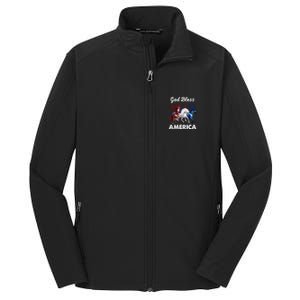 God Bless America Red White Blue Horses Gift Core Soft Shell Jacket