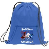 God Bless America Red White Blue Horses Gift Sweatshirt Cinch Pack Bag