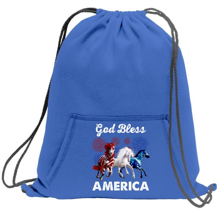 God Bless America Red White Blue Horses Gift Sweatshirt Cinch Pack Bag