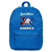 God Bless America Red White Blue Horses Gift 16 in Basic Backpack