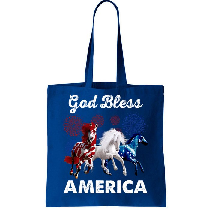 God Bless America Red White Blue Horses Gift Tote Bag