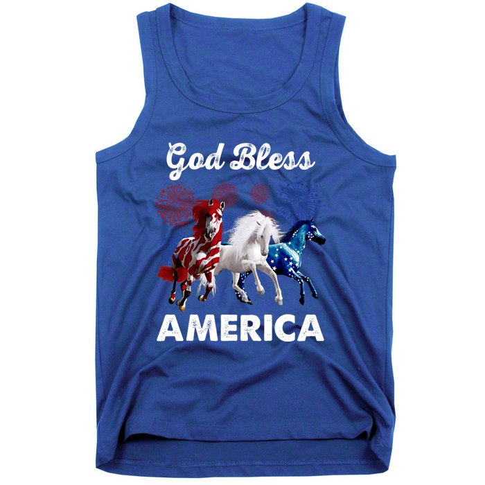 God Bless America Red White Blue Horses Gift Tank Top