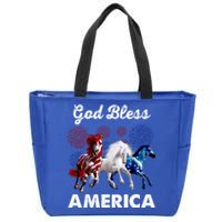 God Bless America Red White Blue Horses Gift Zip Tote Bag