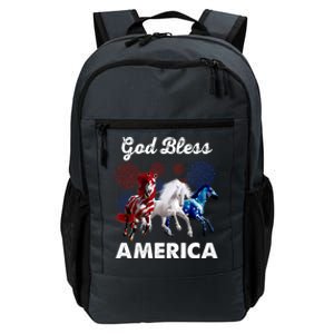 God Bless America Red White Blue Horses Gift Daily Commute Backpack