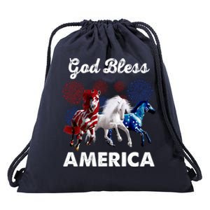 God Bless America Red White Blue Horses Gift Drawstring Bag