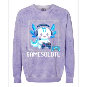 Gamesolotl Blue Axolotl Gaming Video Games Anime Games Colorblast Crewneck Sweatshirt